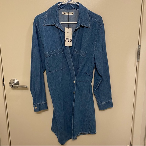 Zara Denim Wrap Dress - Picture 4 of 8